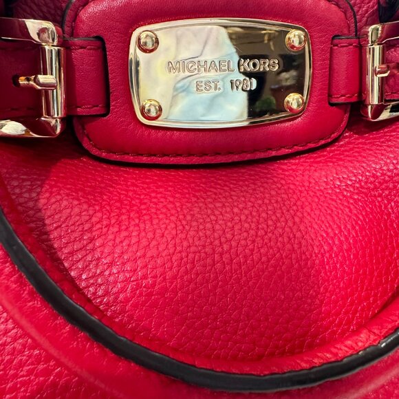 Michael Kors Red Leather Hamilton Medium East West Tote Shoulder Bag - Picture 2 of 13